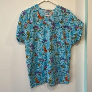 Simply Basic scrub top insects worms garden summer